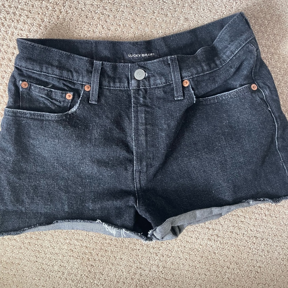 Lucky Brand- size 2/26 Relaxed Dark Denim Shorts- Raw Hem